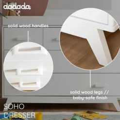 Dadada Furniture Dadada - Soho 5-Drawer Dresser for Nursery and Bedroom, White Fashion