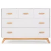 Dadada Furniture Dadada - Soho 5-Drawer Dresser For Nursery and Bedroom, White/Natural Clearance