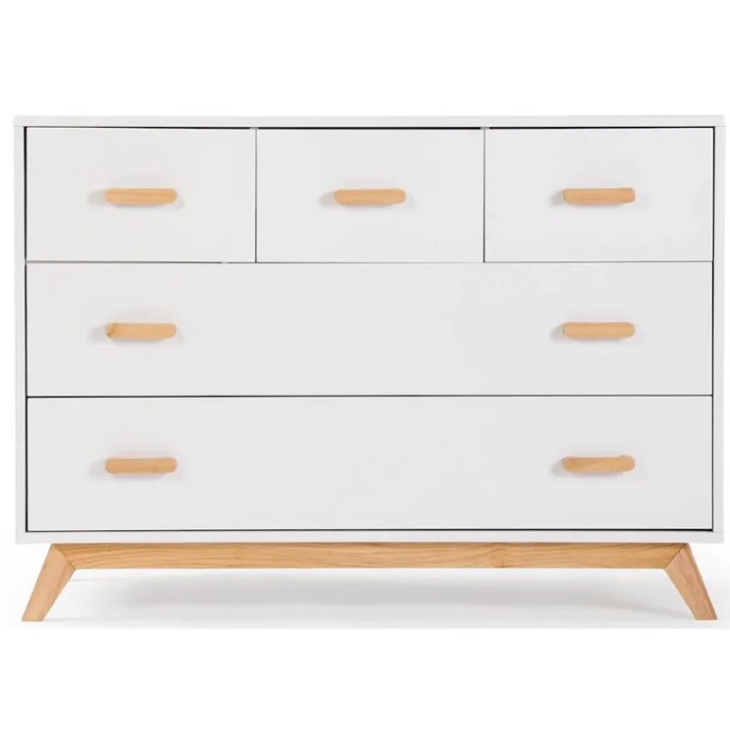 dadada__soho_drawer_dress_SKUCPInMbWf_0.webp Dadada Furniture Dadada - Soho 5-Drawer Dresser For Nursery and Bedroom, White/Natural Clearance