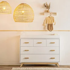 Dadada Furniture Dadada - Soho 5-Drawer Dresser For Nursery and Bedroom, White/Natural Clearance