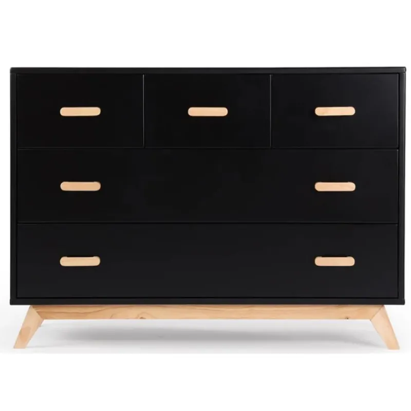 dadada__soho_drawer_dress_SKUlQnihCpY_0.webp Dadada Furniture Dadada - Soho 5-Drawer Dresser for Nursery and Bedroom, Black/Natural Fashion
