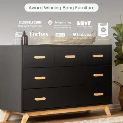 Dadada Furniture Dadada - Soho 5-Drawer Dresser for Nursery and Bedroom, Black/Natural Fashion