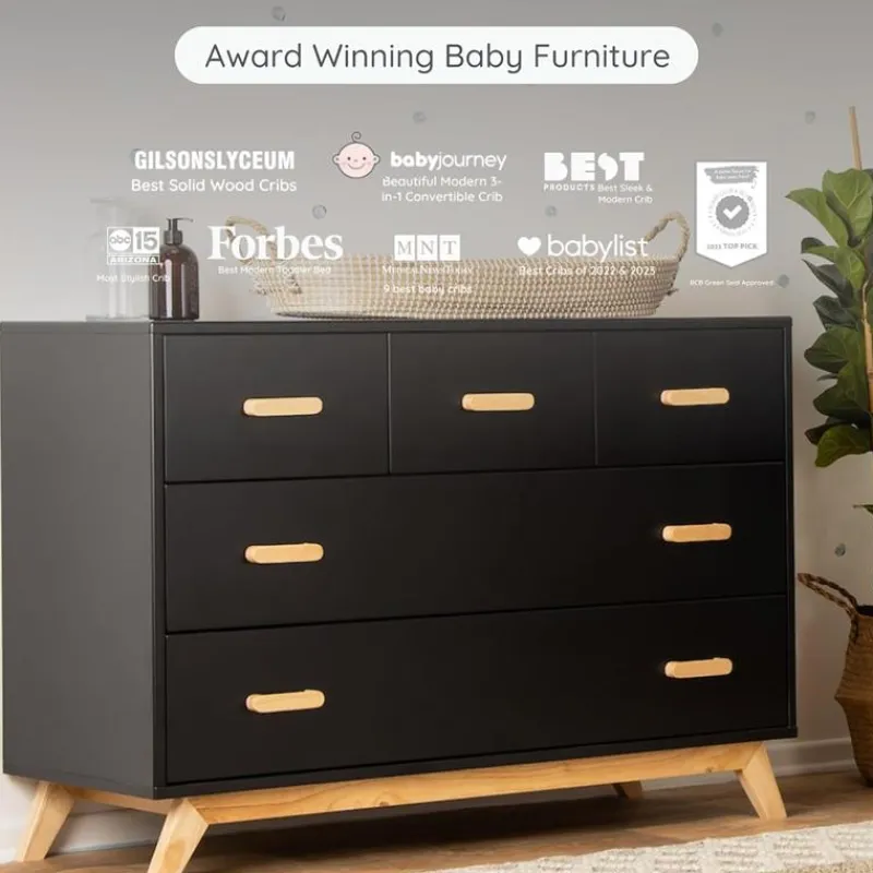 dadada__soho_drawer_dress_SKUlQnihCpY_1.webp Dadada Furniture Dadada - Soho 5-Drawer Dresser for Nursery and Bedroom, Black/Natural Fashion