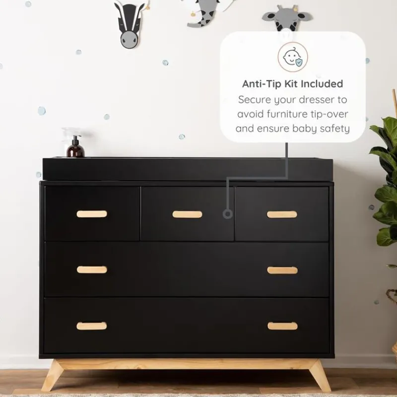 dadada__soho_drawer_dress_SKUlQnihCpY_4.webp Dadada Furniture Dadada - Soho 5-Drawer Dresser for Nursery and Bedroom, Black/Natural Fashion
