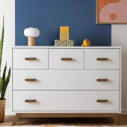 Dadada Furniture Dadada - Soho 5-Drawer Dresser For Nursery and Bedroom, White/Walnut Hot