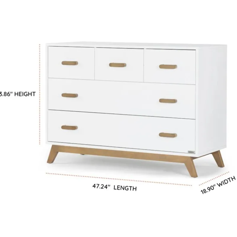 dadada__soho_drawer_dress_SKUuv5qbEvk_5.webp Dadada Furniture Dadada - Soho 5-Drawer Dresser For Nursery and Bedroom, White/Walnut Hot