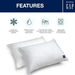 Delta Children - Gap babyGap Toddler Pillow com 2 capas refrescantes, listras brancas/cinza Online