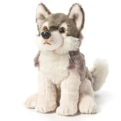 Demdaco - Brinquedo de pelúcia infantil pequeno lobo cinza prateado Fashion