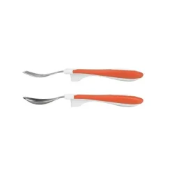 Dr. Brown's Dr. Brown - Conjunto de colher e garfo Soft Grip, Coral Best