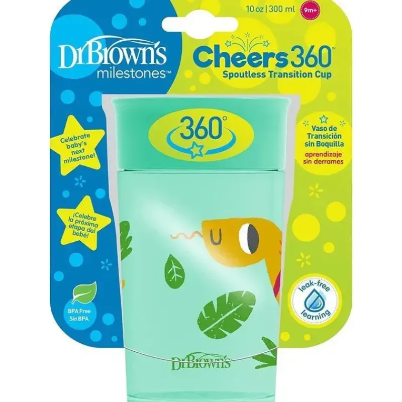 dr_brown__milestones_chee_SKUnbMIuk0P_7.webp Dr. Brown's Dr Brown - Milestones Cheers 360 Transition Sippy Cup, cobra turquesa, 10 onças Clearance