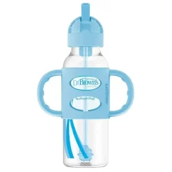 Dr. Brown's Dr. Brown's - Garrafas de Canudo Estreitas com Alças de Silicone, Azul Outlet