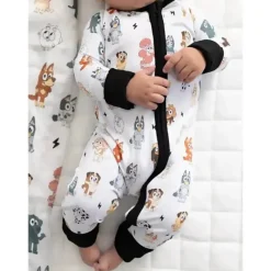 Ellie Sue - Macacão com zíper de bambu Baby Blue Dog &amp; Friends Outlet