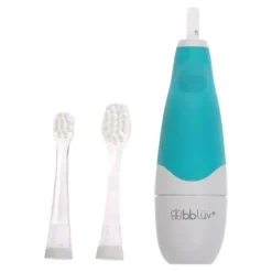 Bbluv Escova de dentes sônica de 2 estágios Sonik para bebês e crianças pequenas, branca/acqua New