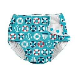 Iplay eu jogo fralda de maiô absorvente reutilizável Snap, Aqua Nautical New