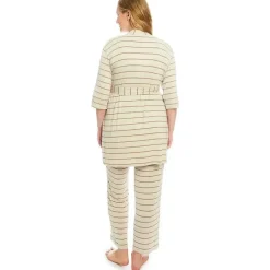 Everly Grey – Conjunto de calça PJ de maternidade e amamentação para mamãe e bebê, listra Mocha, grande Best