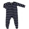 Everly Grey - Footie cinza bebê, 6 a 9 meses, listra azul marinho New