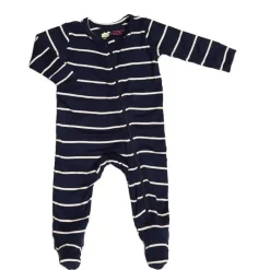 Everly Grey - Footie cinza bebê, 3-6 meses, listra azul marinho Discount