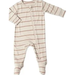 Everly Grey - Footie cinza bebê, 3-6 meses, listra Mocha New