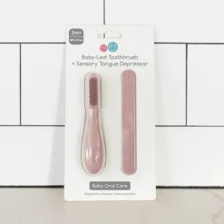ezpz - Escova de dentes Baby-Led™ + Depressor de língua sensorial Pacote duplo, blush Clearance