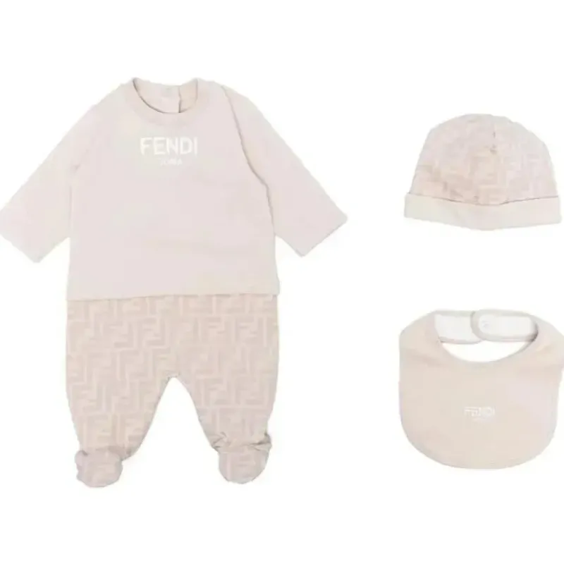 fendi_baby__chapu_e_babad_SKU4Cq9xSKU_0.webp Fendi Baby - Chapéu e babador Footie com Ff desbotado bege Outlet