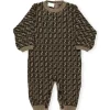 Fendi Baby – Macacão de algodão tabaco e caxemira Onesie Allover, 1M Clearance