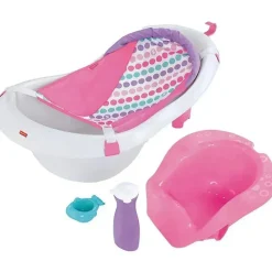 Fisher-Price Fisher Price - Banheira de Bebê 4 em 1 Sling 'N Seat Banheira, Menina Fashion