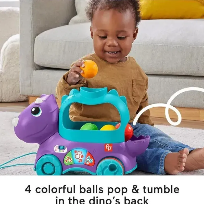 fisher_price__brinquedo_d_SKUkIy6H2cI_2.webp Fisher-Price Fisher Price - Brinquedo de aprendizagem infantil Poppin' Triceratops Dinosaur Pull-Along Ball Popper New