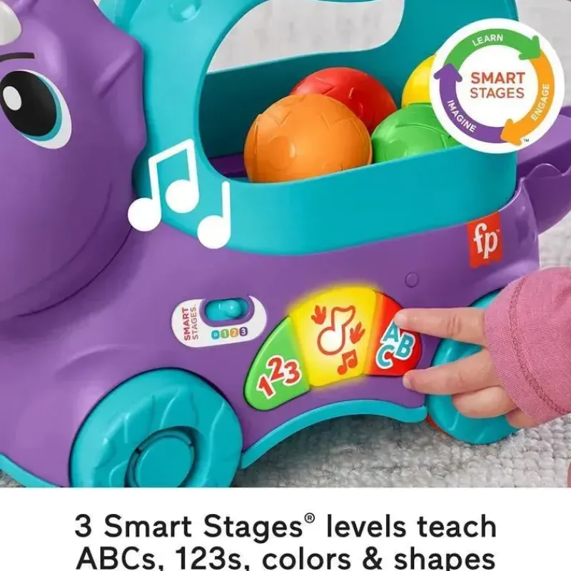 fisher_price__brinquedo_d_SKUkIy6H2cI_3.webp Fisher-Price Fisher Price - Brinquedo de aprendizagem infantil Poppin' Triceratops Dinosaur Pull-Along Ball Popper New