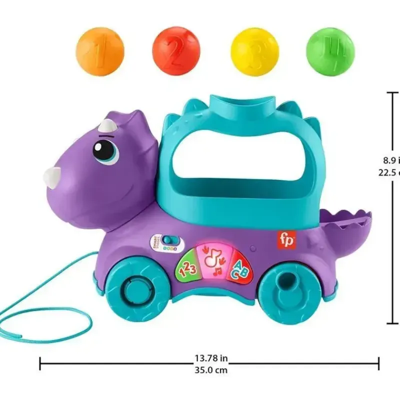 fisher_price__brinquedo_d_SKUkIy6H2cI_4.webp Fisher-Price Fisher Price - Brinquedo de aprendizagem infantil Poppin' Triceratops Dinosaur Pull-Along Ball Popper New