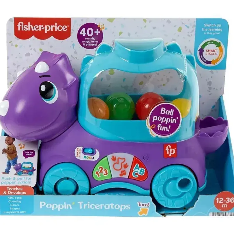fisher_price__brinquedo_d_SKUkIy6H2cI_5.webp Fisher-Price Fisher Price - Brinquedo de aprendizagem infantil Poppin' Triceratops Dinosaur Pull-Along Ball Popper New