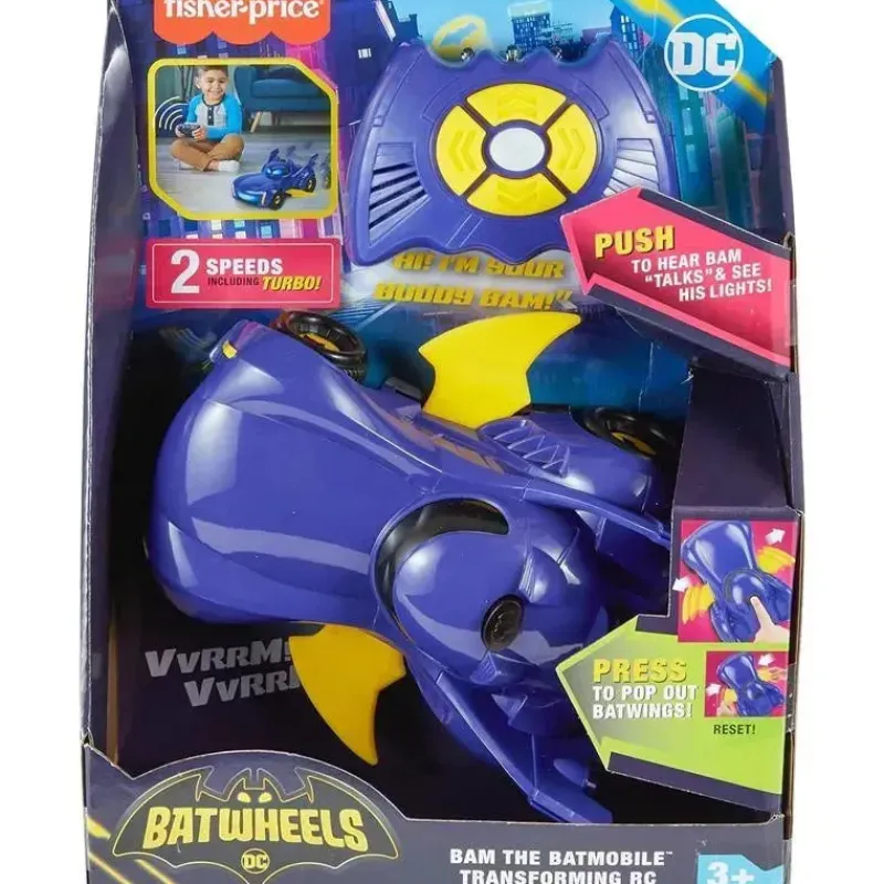 fisher_price__carro_de_co_SKUIrZqZllS_5.webp Fisher-Price Fisher Price - Carro de controle remoto DC Batwheels, Bam The Batmobile Transforming RC com luzes, sons e frases de personagens New