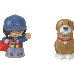 Fisher-Price - Little People, Mail Person Girl And Brown Dog New
