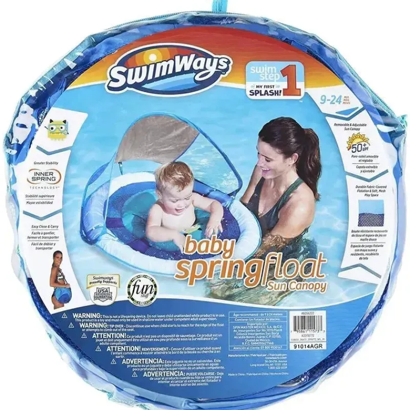 flutuador_swimways_baby_s_SKUUS0zIjSO_1.webp Swimways Flutuador Baby Spring com Canopy Upf 50 em azul Hot