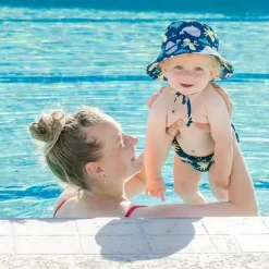 Bumkins Fralda e chapéu de natação reutilizáveis ​​, UPF +50, mar profundo Hot