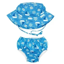 Bumkins Fralda e chapéu de natação reutilizáveis , UPF +50, Ahoy Sale