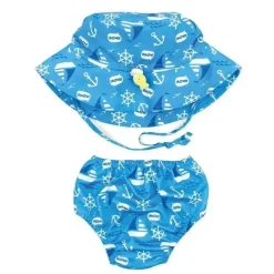 Bumkins Fralda e chapéu de natação reutilizáveis ​​, UPF +50, Ahoy Sale