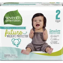 Seventh Generation Fraldas para bebês de sétima geração, proteção sensível, tamanho 2 Online