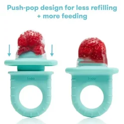 FridaBaby - Alimentador Push Pop, Alimentador de Frutas para Bebês, 1 Contagem, Azul-petróleo Sale