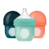 Boon Garrafa de Silicone Nursh 4oz 3Pk, Menta/Cantaloupe/Marinha New
