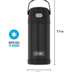 Thermos Garrafa térmica - 12 onças. Garrafa funtainer de aço inoxidável, preto fosco Outlet