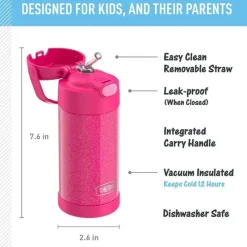 Thermos Garrafa térmica - 12 onças. Garrafa de Funtainer® não licenciada de aço inoxidável, rosa New