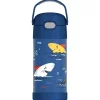 Thermos Garrafa térmica - 12 onças. Garrafa Funtainer® não licenciada de aço inoxidável, tubarões Clearance