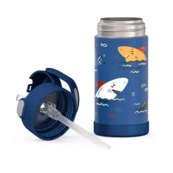 Thermos Garrafa térmica - 12 onças. Garrafa Funtainer® não licenciada de aço inoxidável, tubarões Clearance