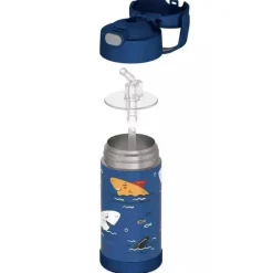 Thermos Garrafa térmica - 12 onças. Garrafa Funtainer® não licenciada de aço inoxidável, tubarões Clearance