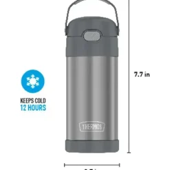 Thermos Garrafa térmica - 12 onças. Garrafa Funtainer de Aço Inoxidável, Cinza Best