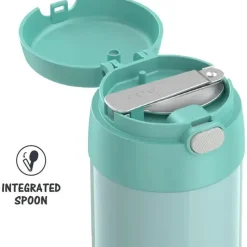 Thermos Garrafa térmica - 16 onças. Jarra para alimentos Funtainer® de aço inoxidável com colher dobrável, hortelã Clearance