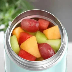 Thermos Garrafa térmica - 16 onças. Jarra para alimentos Funtainer® de aço inoxidável com colher dobrável, hortelã Clearance