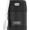 Thermos Garrafa térmica - 10 onças. Recipiente de comida em aço inoxidável, preto fosco Hot
