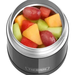 Thermos Garrafa térmica - 10 onças. Recipiente de comida em aço inoxidável, preto fosco Hot