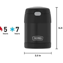 Thermos Garrafa térmica - 10 onças. Recipiente de comida em aço inoxidável, preto fosco Hot